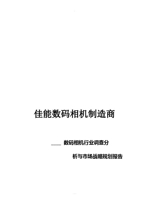 佳能数码相机行业调查分析与市场战略规划报告