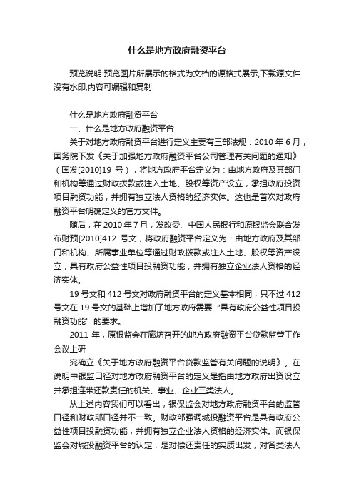 什么是地方政府融资平台