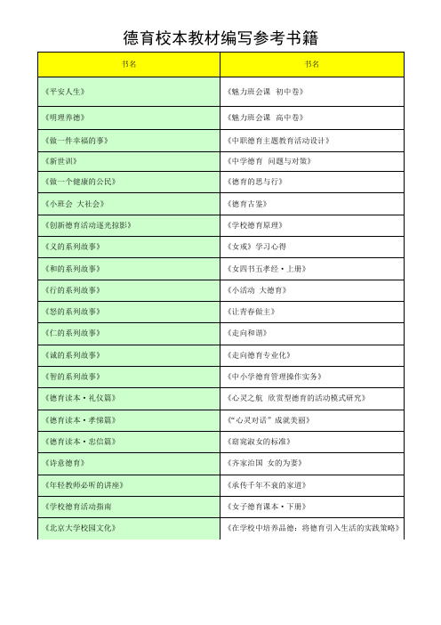 德育校本教材编写参考书籍