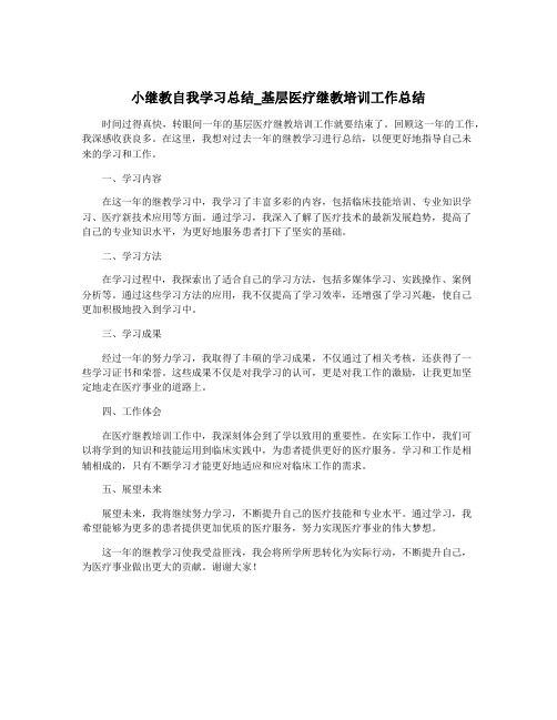 小继教自我学习总结_基层医疗继教培训工作总结