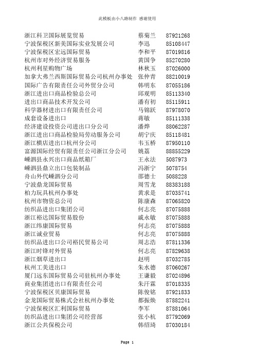 xxxx最新年浙江省外贸进出口企业黄页名录(1).xls