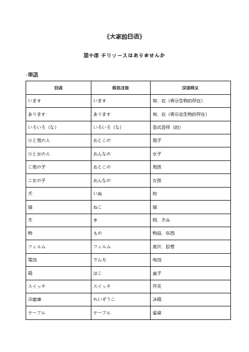 《大家的日语》-第十课 