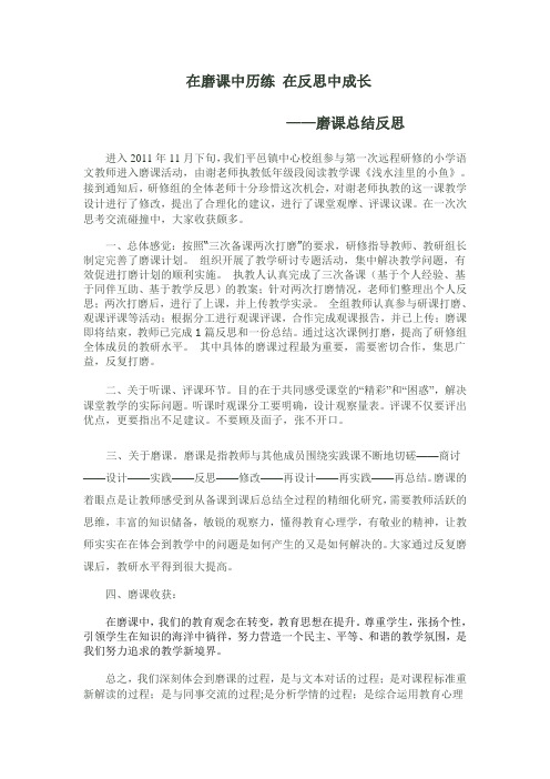 在磨课中历练 在反思中成长