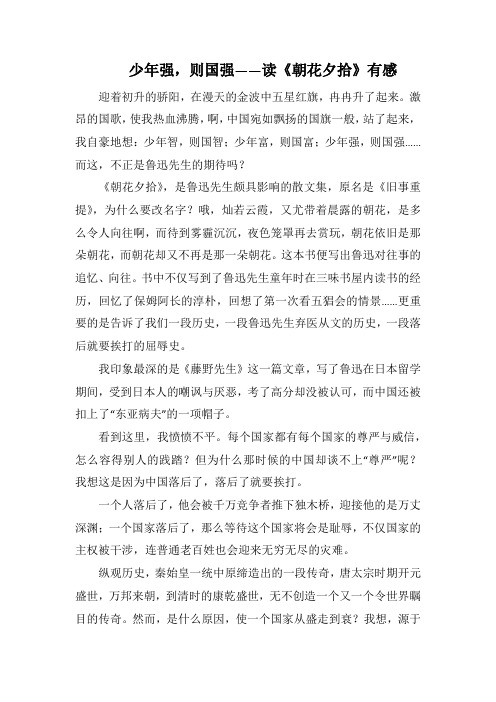 少年强,则国强——读《朝花夕拾》有感(1000字).docx