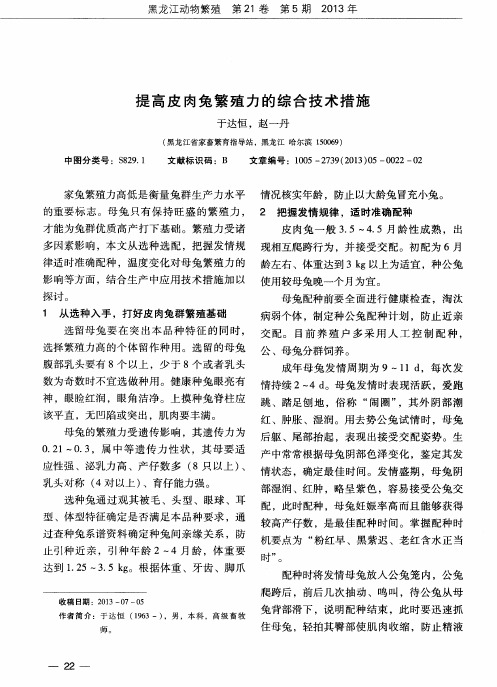 提高皮肉兔繁殖力的综合技术措施
