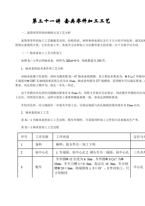 第三十一讲 套类零件加工工艺