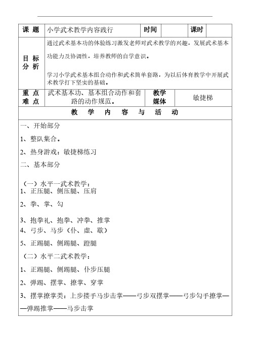 小学体育武术教案