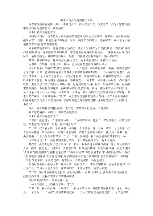 中考以转身为题的作文4篇