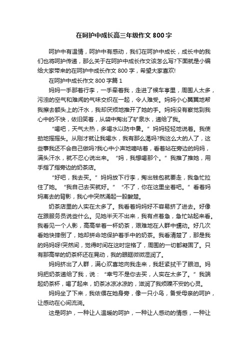 在呵护中成长高三年级作文800字