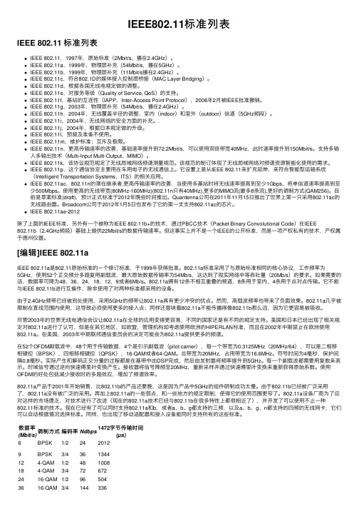 IEEE802.11标准列表