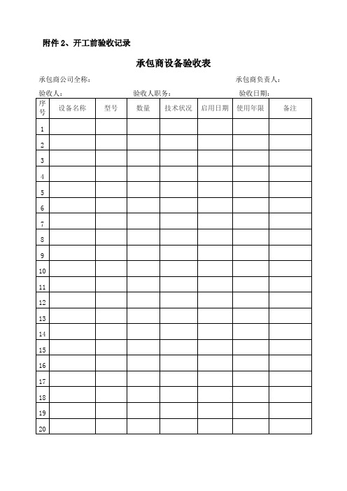 承包商管理查表