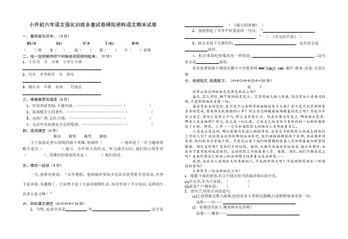 小升初六年语文强化训练多套试卷模拟资料语文期末试卷06023