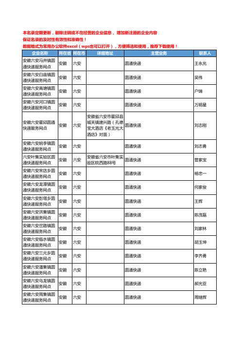 2020新版安徽省六安圆通快递工商企业公司名录名单黄页联系方式大全107家