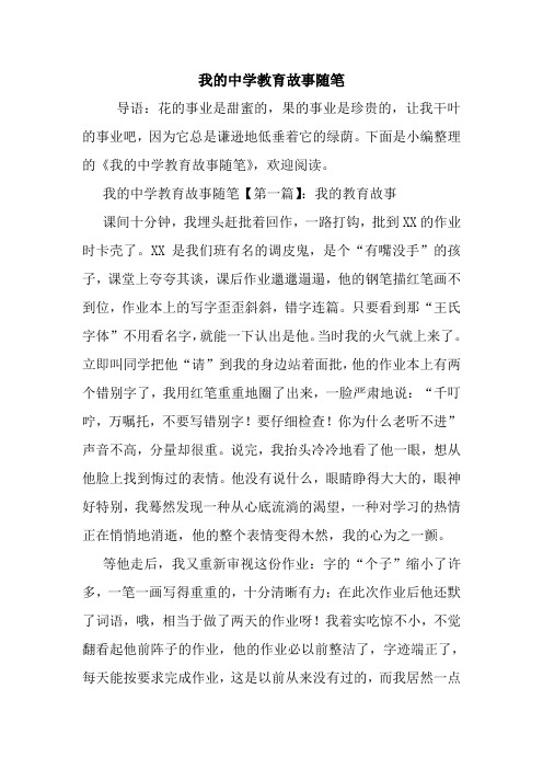 最新我的中学教育故事随笔