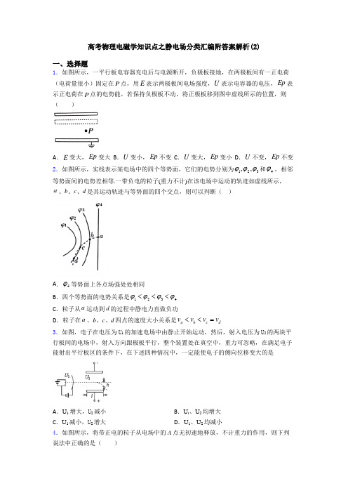 高考物理电磁学知识点之静电场分类汇编附答案解析(2)