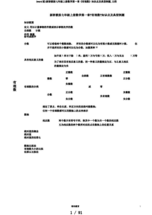 (word版)新浙教版七年级上册数学第一章《有理数》知识点及典型例题,文档