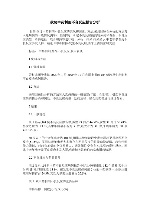 我院中药制剂不良反应报告分析