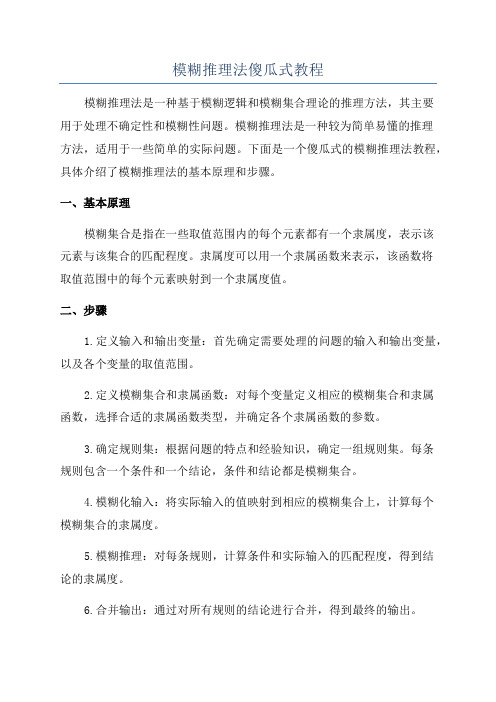 模糊推理法傻瓜式教程