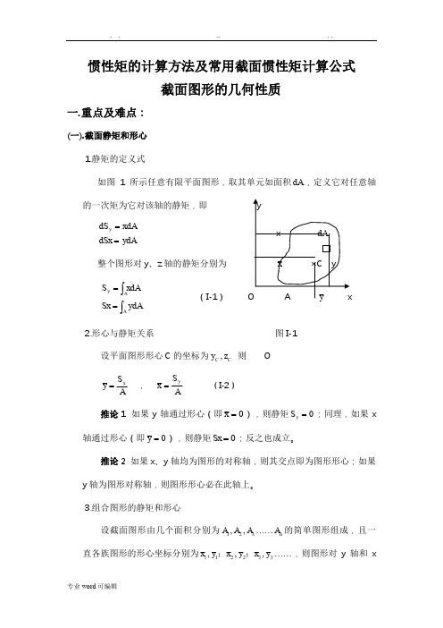 惯性矩的计算方法与常用截面惯性矩计算公式