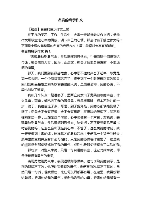 名言的启示作文