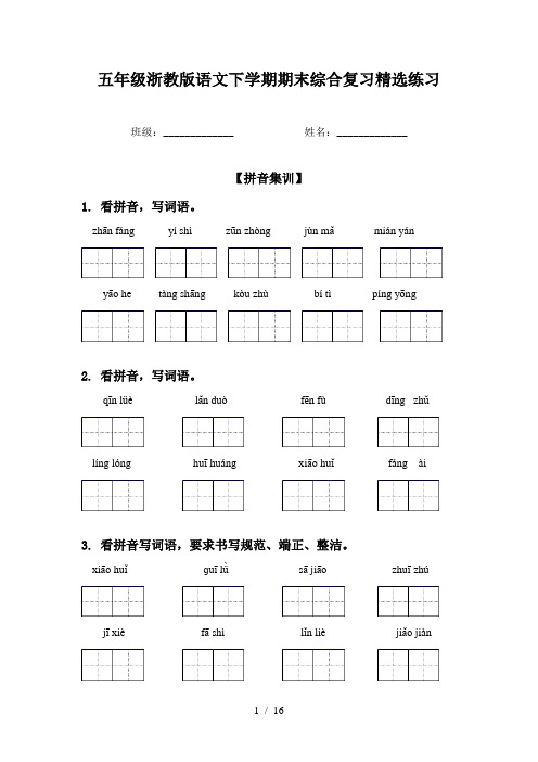 五年级浙教版语文下学期期末综合复习精选练习