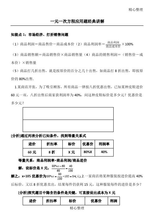 一元一次方程应用题经典讲解