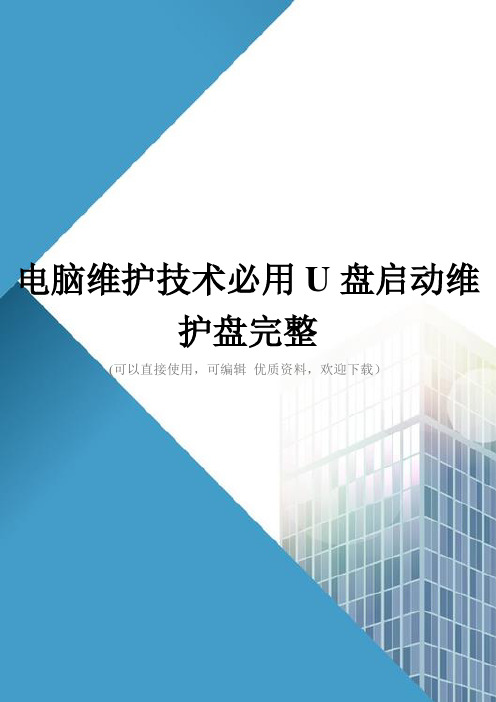 电脑维护技术必用U盘启动维护盘完整