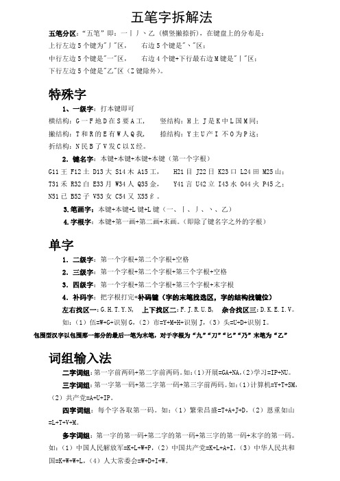 五笔打字方法与字根图