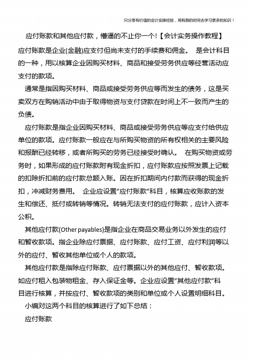 应付账款和其他应付款-懵逼的不止你一个!【会计实务操作教程】