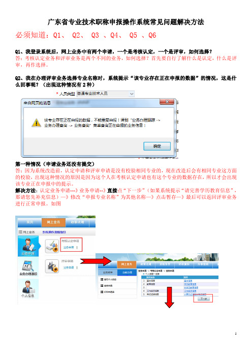 广东省专业技术职称申报操作系统常见问题解决方法