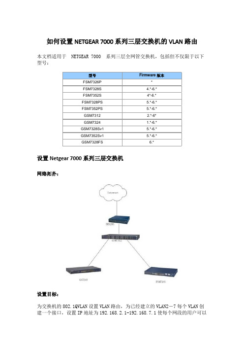 如何设置 NETGEAR 7000 系列三层交换机的 VLAN 路由