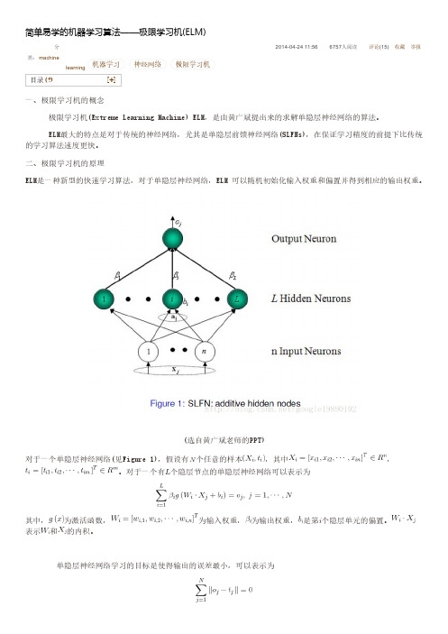 简单易学的机器学习算法 极限学习机(ELM)