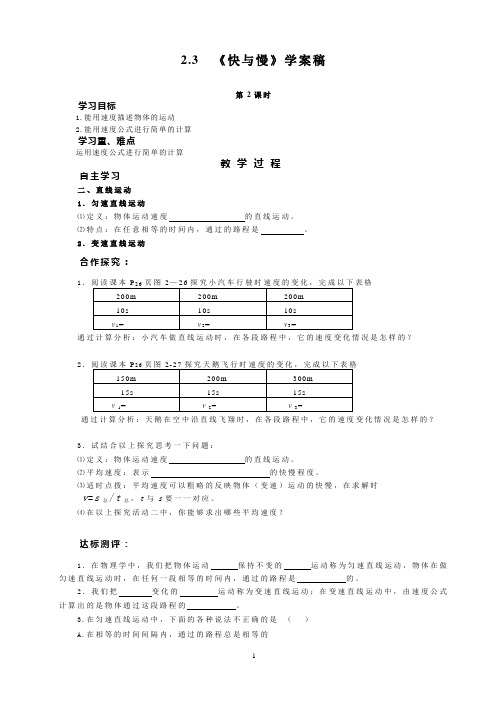 2.3《快于慢》导学案(2)