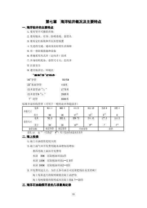 第七章  海洋钻井概况及主要特点