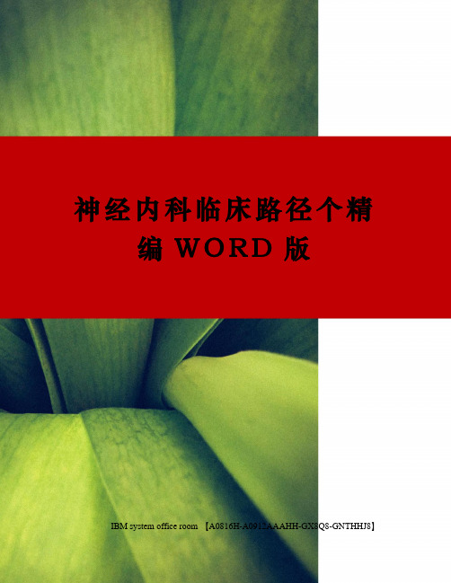 神经内科临床路径个精编WORD版