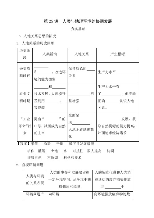 高中地理一轮复习第25讲  人类与地理环境的协调发展(讲练含详解)