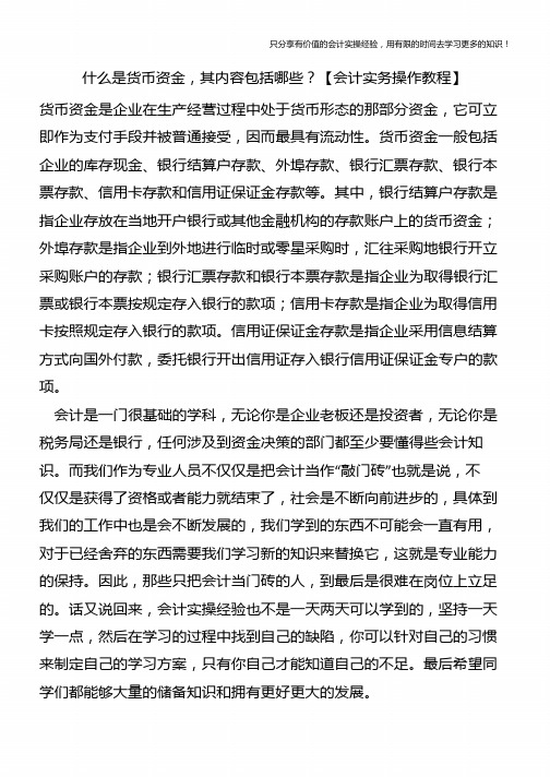 什么是货币资金,其内容包括哪些？【会计实务操作教程】