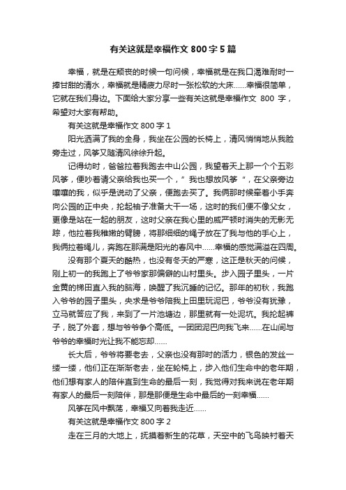 有关这就是幸福作文800字5篇