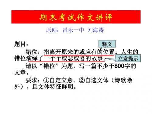 高中期末考试命题作文“错位”讲评ppt