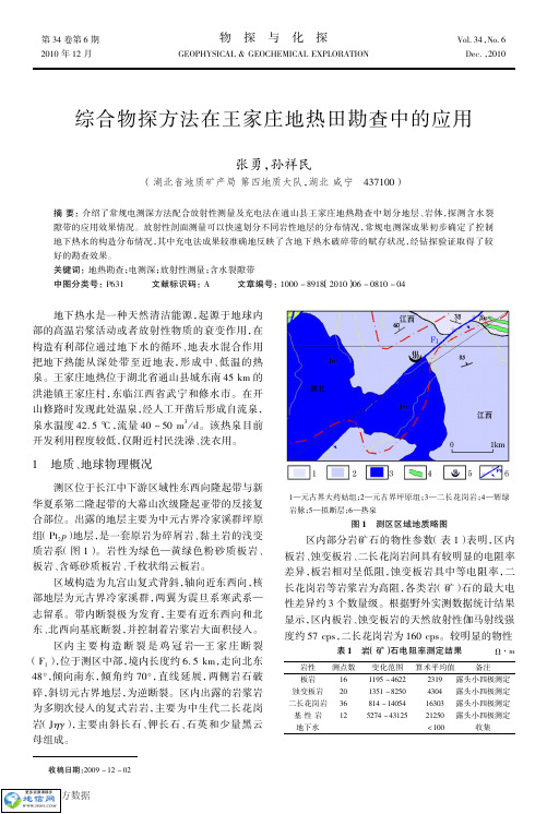 综合物探方法在王家庄地热田勘查中的应用