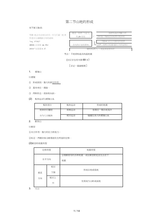 高考地理一轮复习第4章地表形态的塑造第2节山地的形成学案人教版
