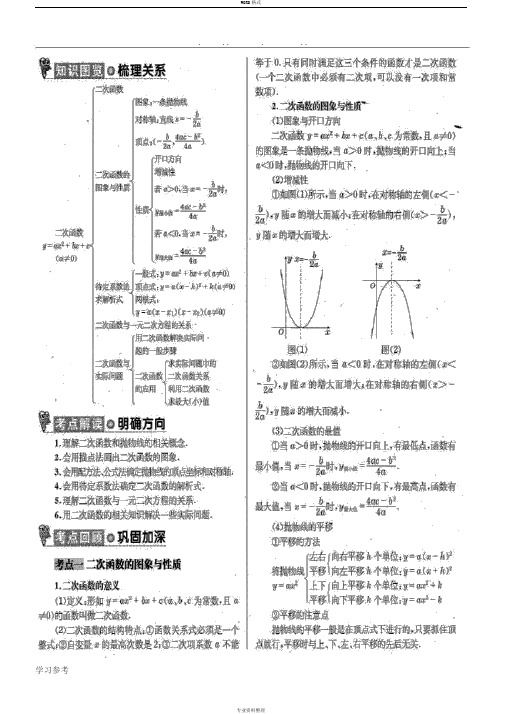 一元二次函数知识点梳理与练习试题