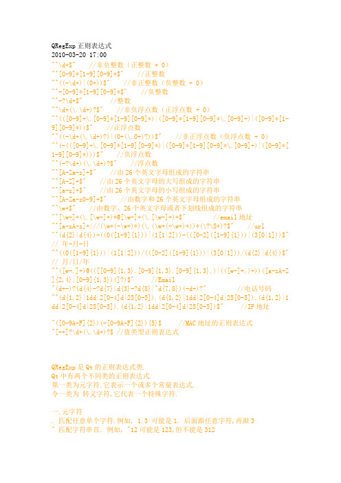 经典正则表达式QRegExp的解析
