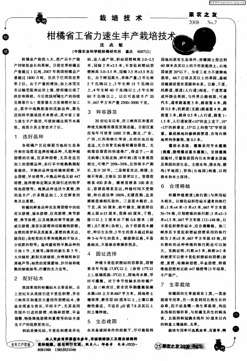 柑橘省工省力速生丰产栽培技术