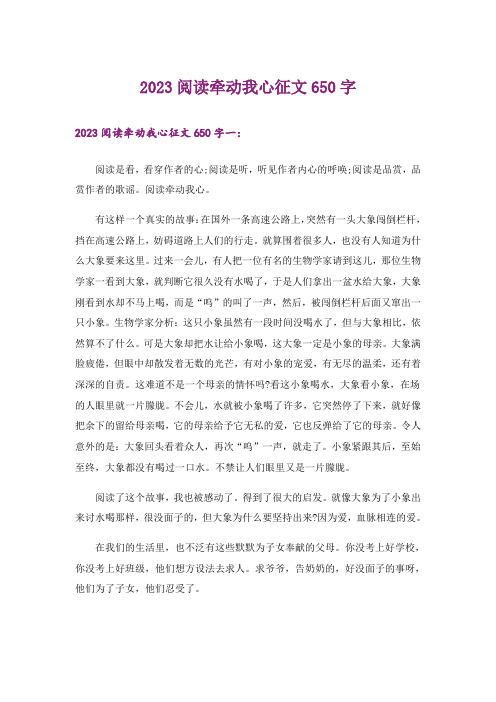 2023阅读牵动我心征文650字