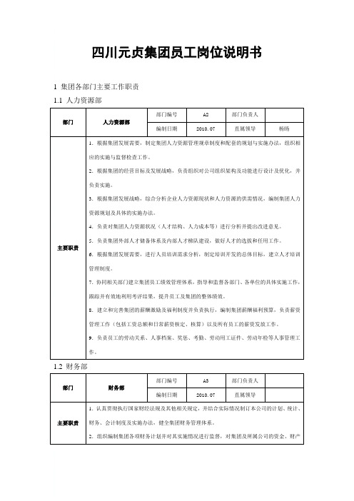 岗位说明书(综合修改)