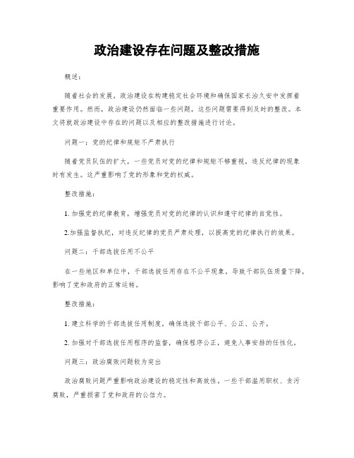 政治建设存在问题及整改措施