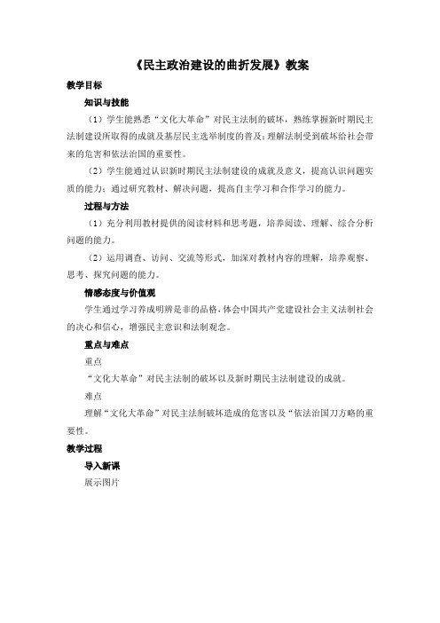 人教版高中历史必修1 6.21名师教案2—《民主政治建设的曲折发展》