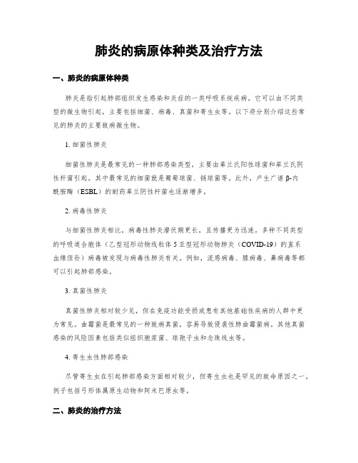 肺炎的病原体种类及治疗方法