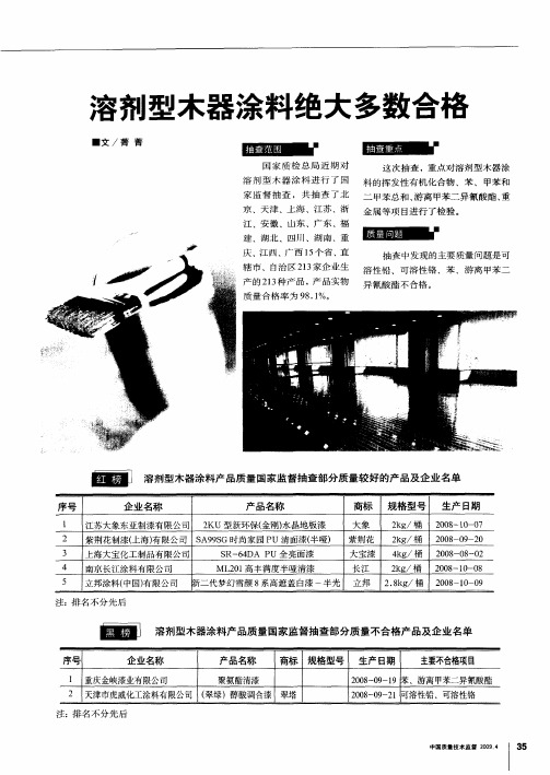 溶剂型木器涂料绝大多数合格